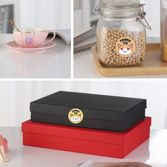 100 THANK YOU Stickers 8 Cat Designs 1" - Picture 3 of 6